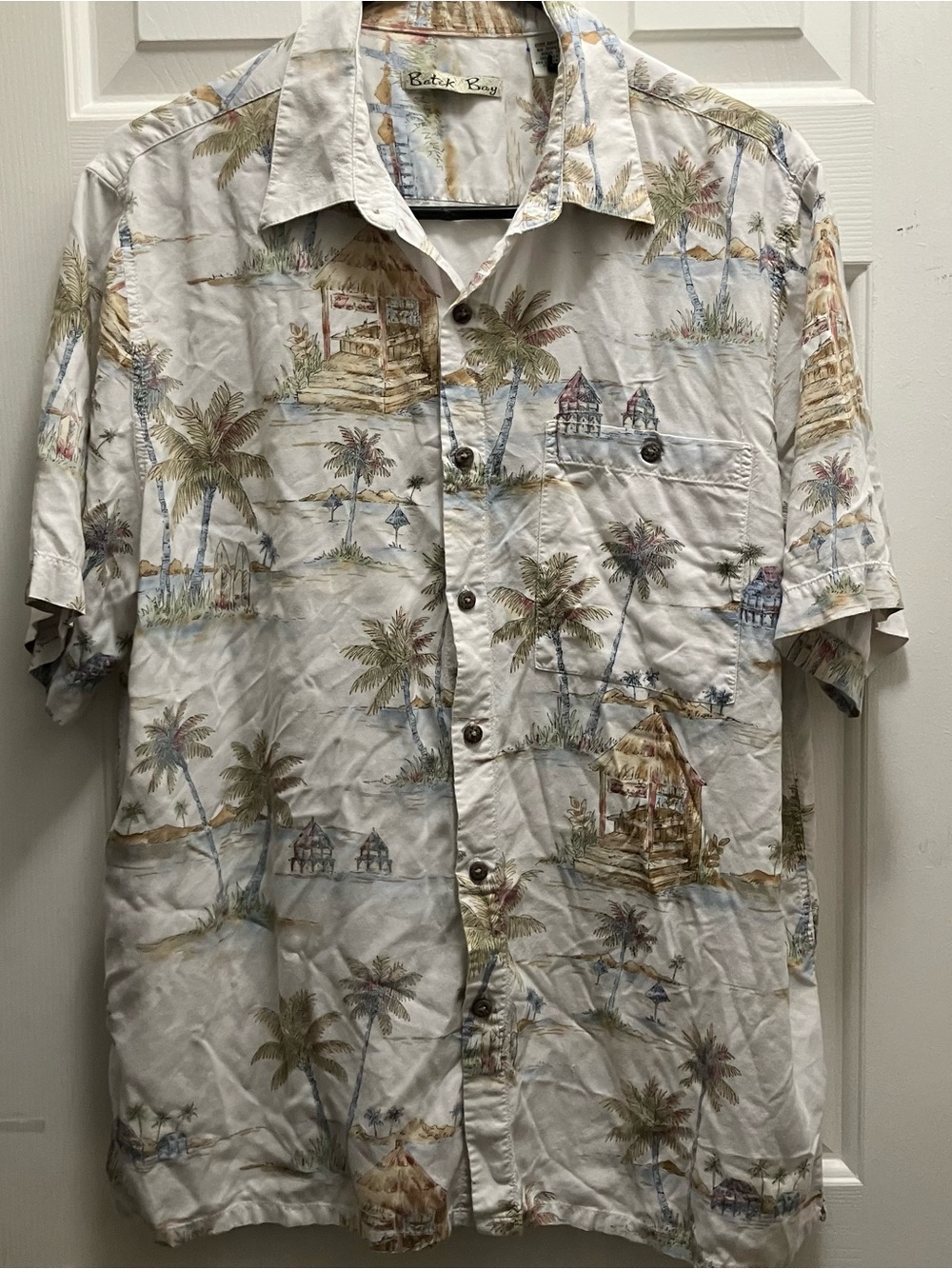 Batik Bay Hawaiian Shirt Rayon Mens L Aloha Short Sleeve Button Down Floral